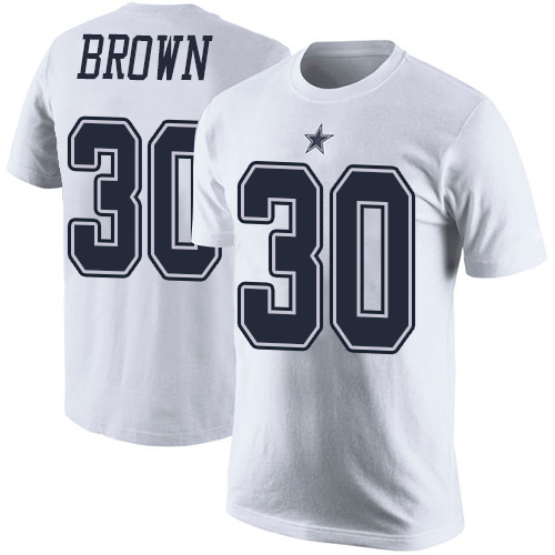 Men Dallas Cowboys White Anthony Brown Rush Pride Name and Number #30 Nike NFL T Shirt->nfl t-shirts->Sports Accessory